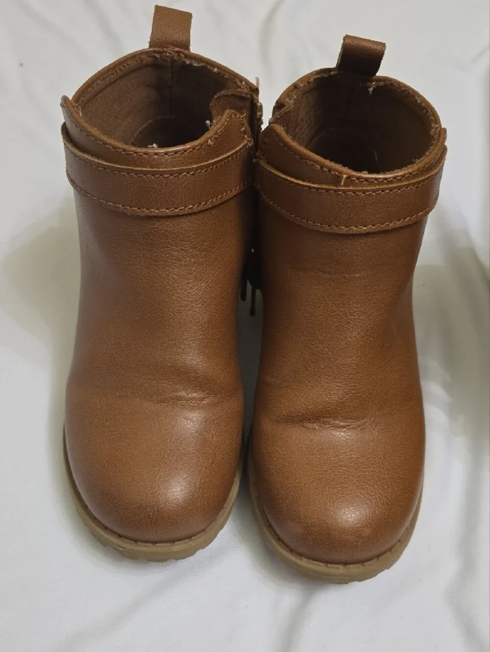 Kids Brown Leather-Look Ankle Boots - Casual Winter Style